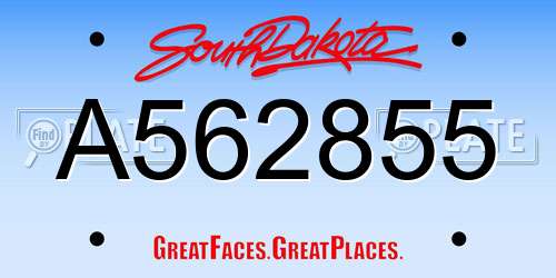A562855 South Dakota License Plate
