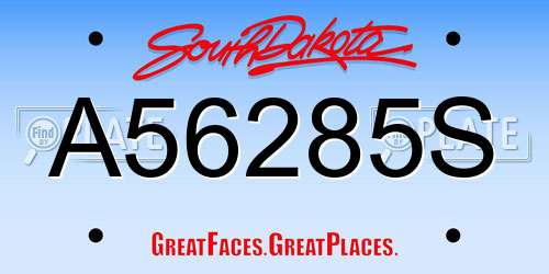 A56285S South Dakota License Plate