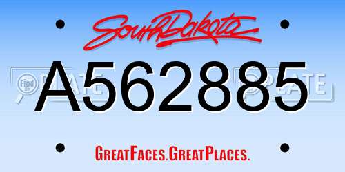 A562885 South Dakota License Plate