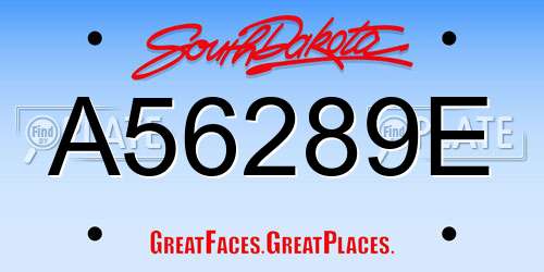 A56289E South Dakota License Plate