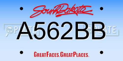 A562BB South Dakota License Plate