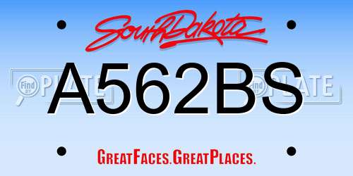 A562BS South Dakota License Plate