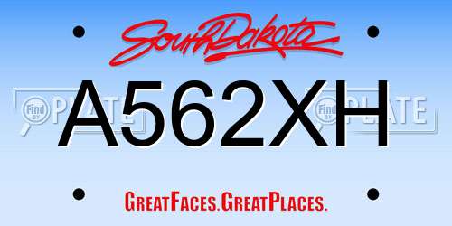 A562XH South Dakota License Plate