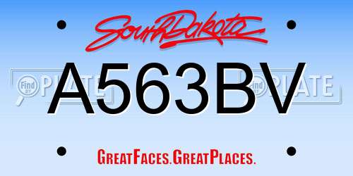 A563BV South Dakota License Plate