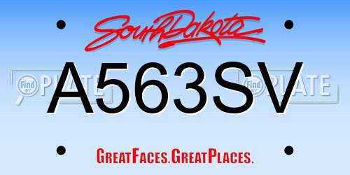 A563SV South Dakota License Plate
