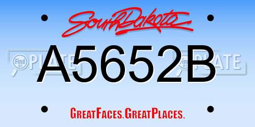 A5652B South Dakota License Plate