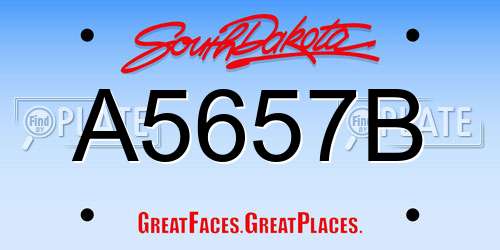 A5657B South Dakota License Plate