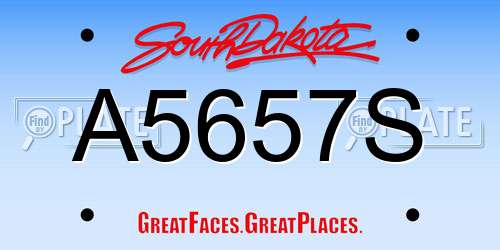 A5657S South Dakota License Plate
