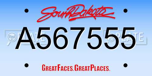 A567555 South Dakota License Plate