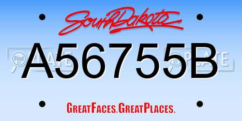A56755B South Dakota License Plate