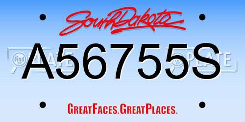 A56755S South Dakota License Plate
