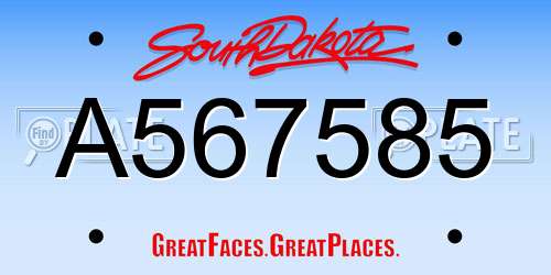 A567585 South Dakota License Plate