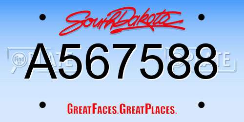 A567588 South Dakota License Plate