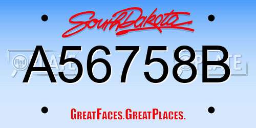 A56758B South Dakota License Plate