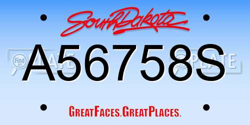 A56758S South Dakota License Plate