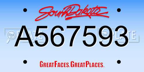 A567593 South Dakota License Plate