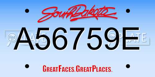 A56759E South Dakota License Plate