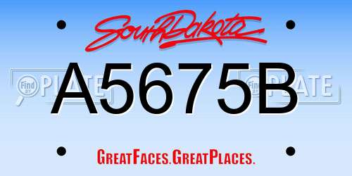 A5675B South Dakota License Plate