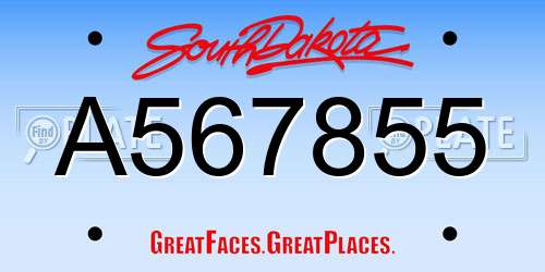 A567855 South Dakota License Plate