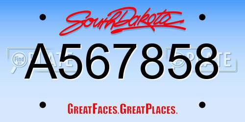 A567858 South Dakota License Plate
