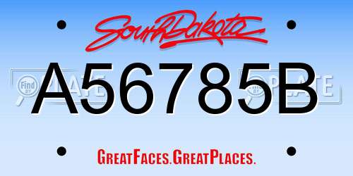 A56785B South Dakota License Plate