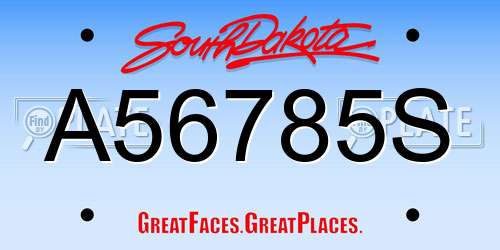 A56785S South Dakota License Plate