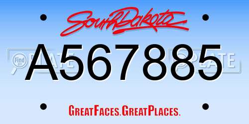 A567885 South Dakota License Plate