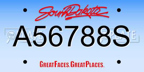 A56788S South Dakota License Plate