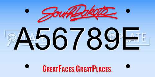 A56789E South Dakota License Plate