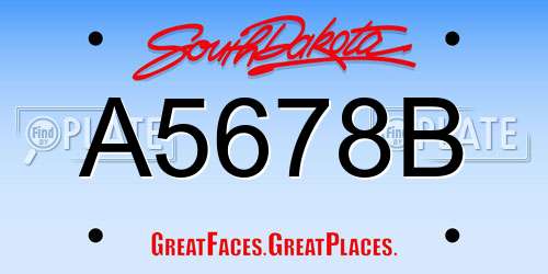 A5678B South Dakota License Plate