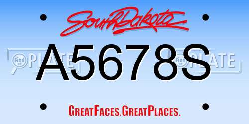 A5678S South Dakota License Plate