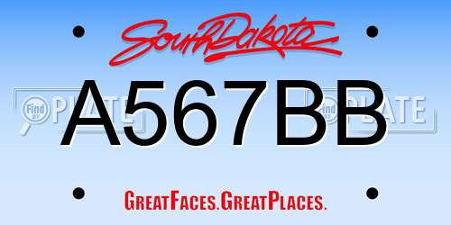 A567BB South Dakota License Plate