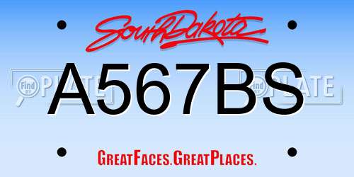 A567BS South Dakota License Plate