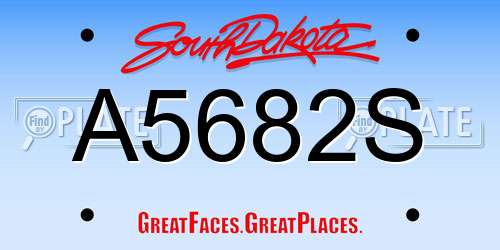 A5682S South Dakota License Plate