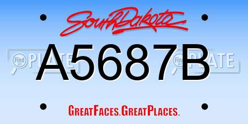 A5687B South Dakota License Plate