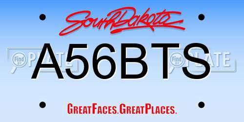 A56BTS South Dakota License Plate