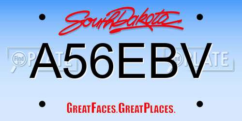 A56EBV South Dakota License Plate