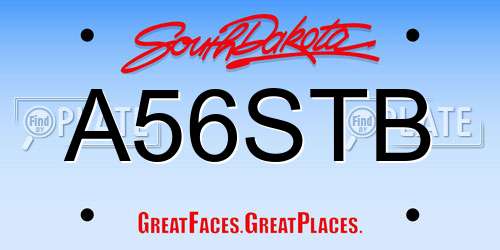 A56STB South Dakota License Plate
