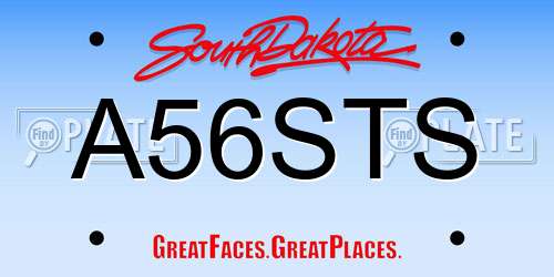 A56STS South Dakota License Plate