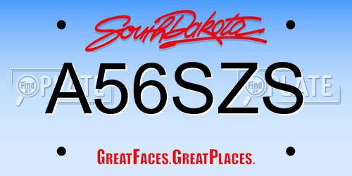 A56SZS South Dakota License Plate
