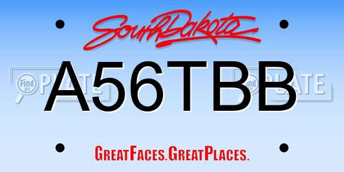 A56TBB South Dakota License Plate