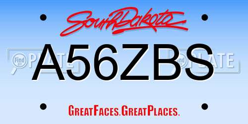 A56ZBS South Dakota License Plate