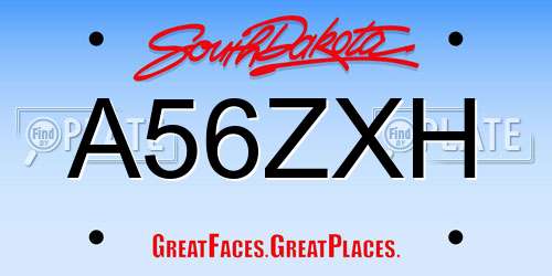 A56ZXH South Dakota License Plate