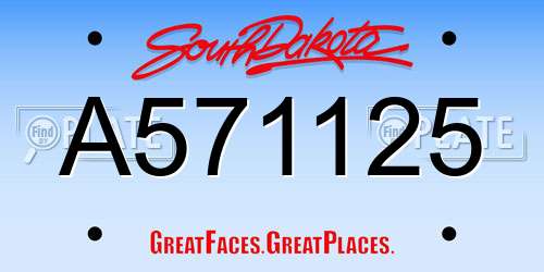 A571125 South Dakota License Plate