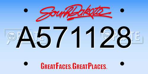 A571128 South Dakota License Plate