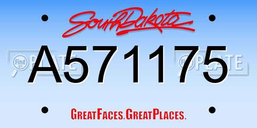 A571175 South Dakota License Plate