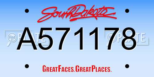 A571178 South Dakota License Plate