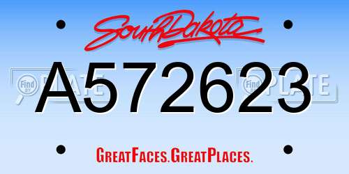 A572623 South Dakota License Plate