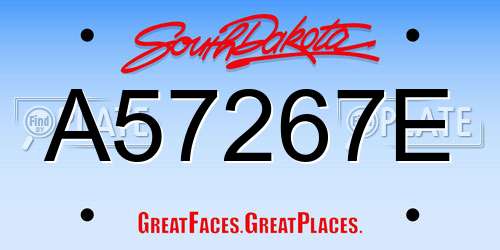 A57267E South Dakota License Plate