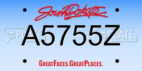 A5755Z South Dakota License Plate